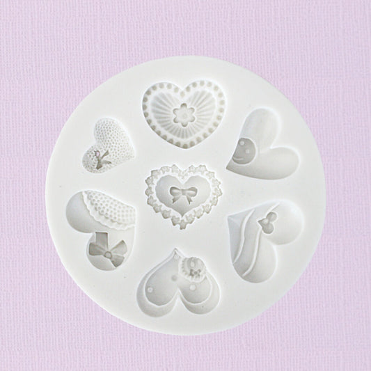 Silicone Fondant Mould Fancy Love Hearts