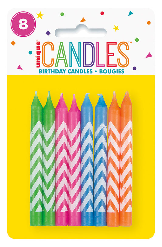 8 CHEVRON CANDLES - ASSORTED COLOURS