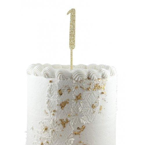 Cake Topper Acrylic Glitter 2.5mm Gold 1 Number Topper