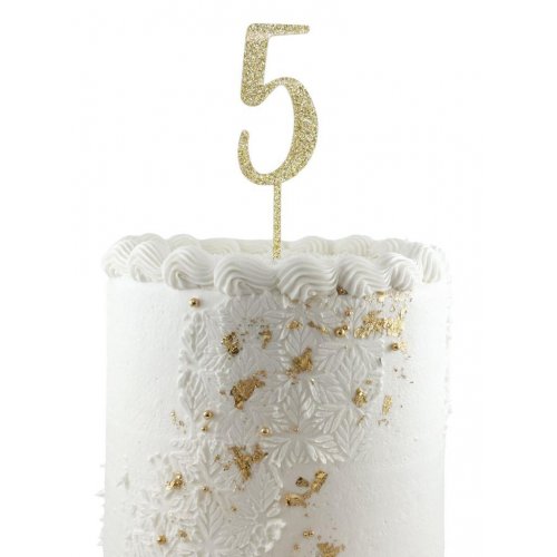 Cake Topper Acrylic Glitter 2.5mm Gold 5 Number Topper