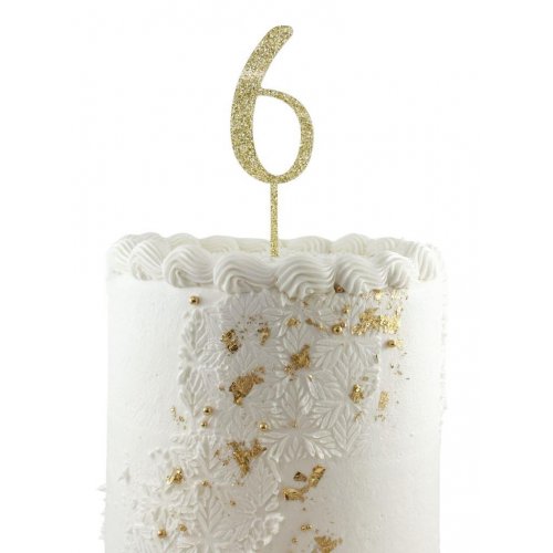 Cake Topper Acrylic Glitter 2.5mm Gold 6 Number Topper