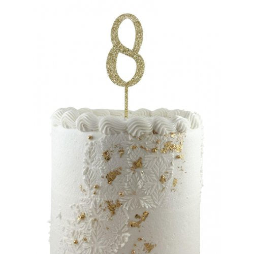 Cake Topper Acrylic Glitter 2.5mm Gold 8 Number Topper