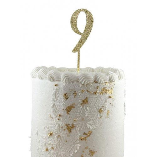 Cake Topper Acrylic Glitter 2.5mm Gold 9 Number Topper