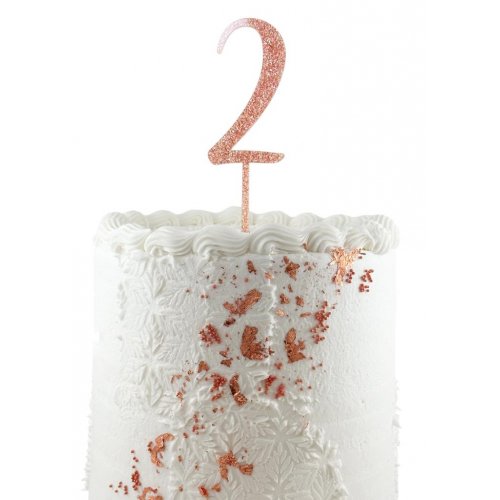 Cake Topper Acrylic Glitter 2.5mm Rose 2 Number Topper