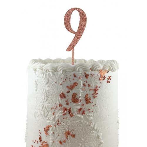 Cake Topper Acrylic Glitter 2.5mm Rose 9 Number Topper