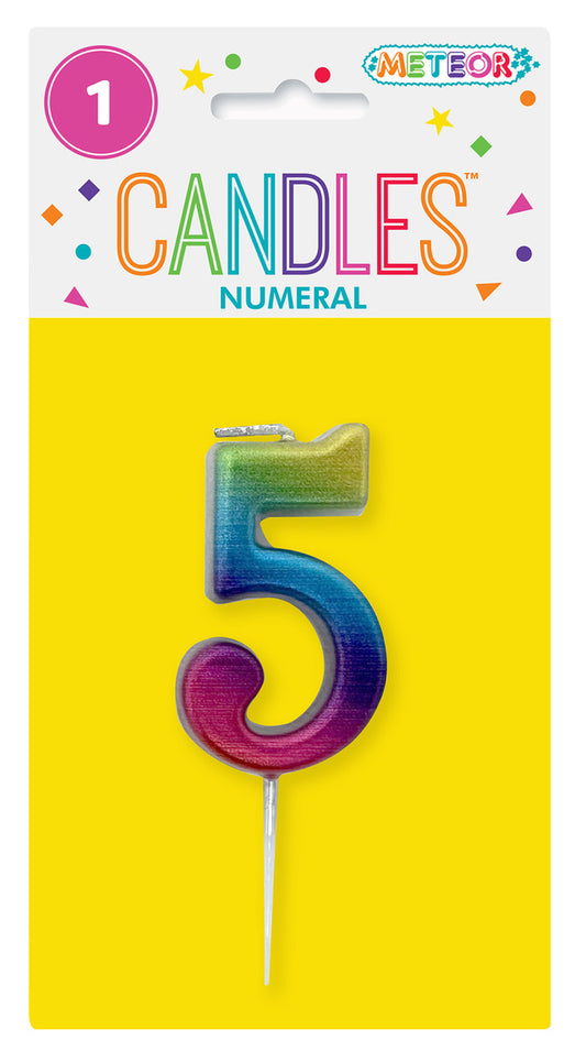 MINI RAINBOW NUMERAL PICK CANDLES - 5