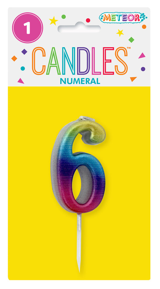 MINI RAINBOW NUMERAL PICK CANDLES - 6