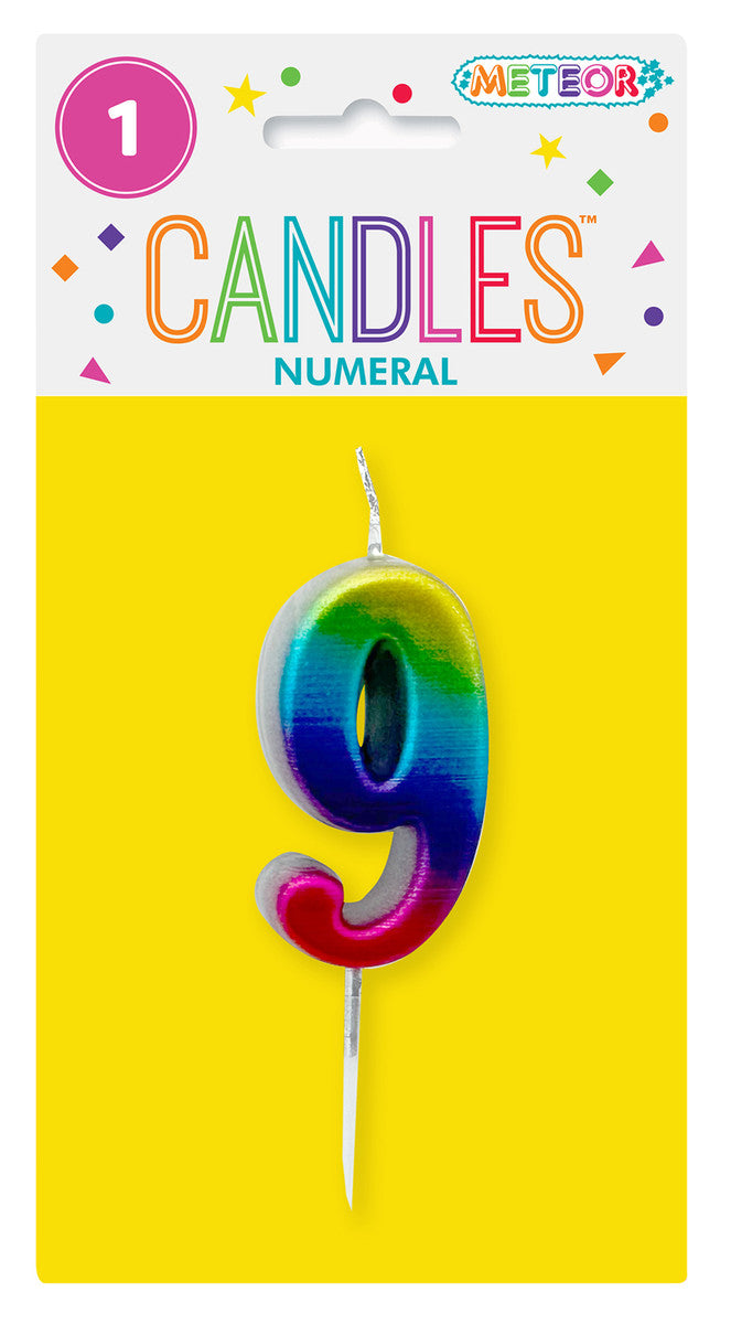 MINI RAINBOW NUMERAL PICK CANDLES - 9