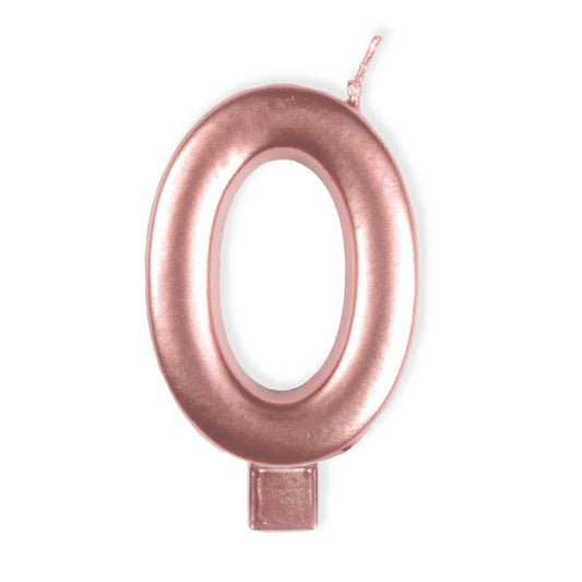 Candle Numeral Moulded Rose Gold 0