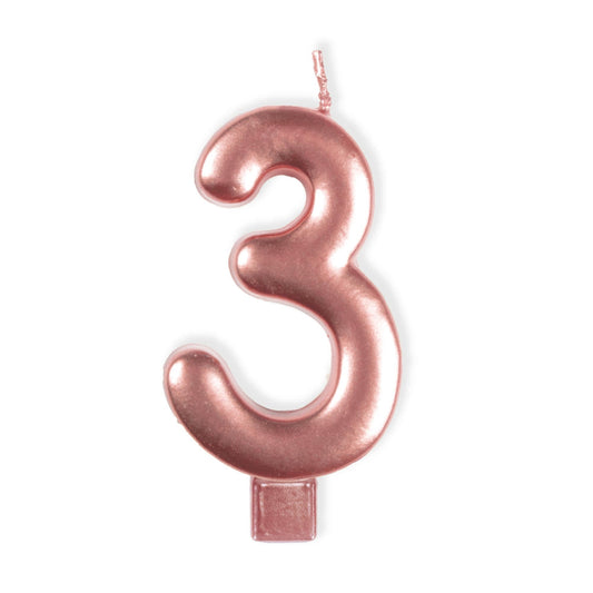 Candle Numeral Moulded Rose Gold 3