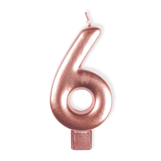 Candle Numeral Moulded Rose Gold 6