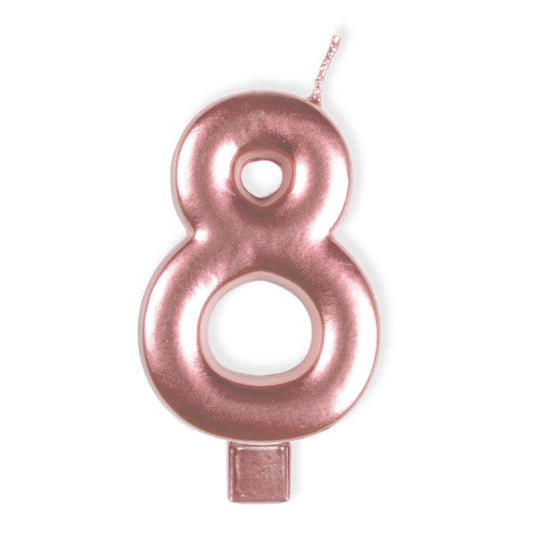 Candle Numeral Moulded Rose Gold 8