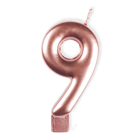 Candle Numeral Moulded Rose Gold 9