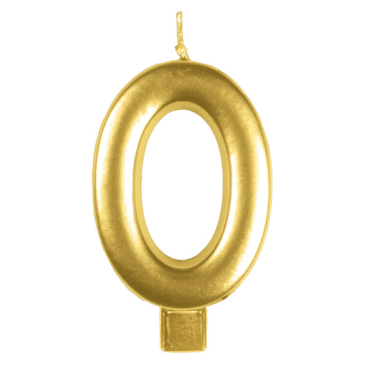 Candle Numeral Moulded  Gold 0