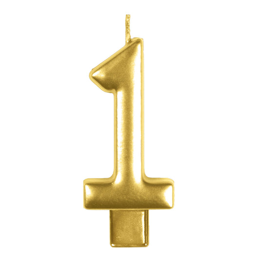 Candle Numeral Moulded  Gold 1
