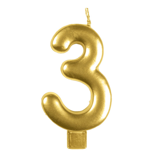 Candle Numeral Moulded  Gold 3