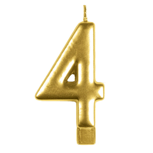 Candle Numeral Moulded  Gold 4
