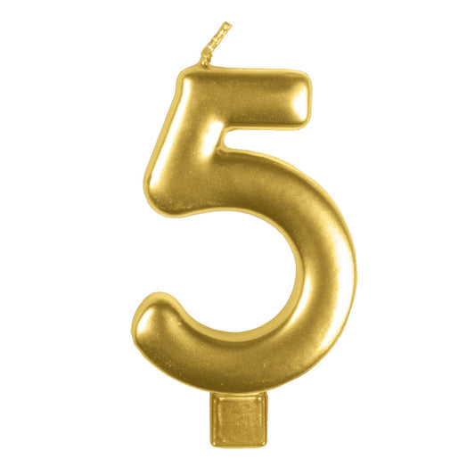 Candle Numeral Moulded  Gold 5