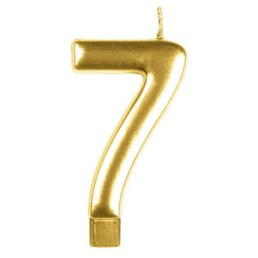 Candle Numeral Moulded  Gold 7