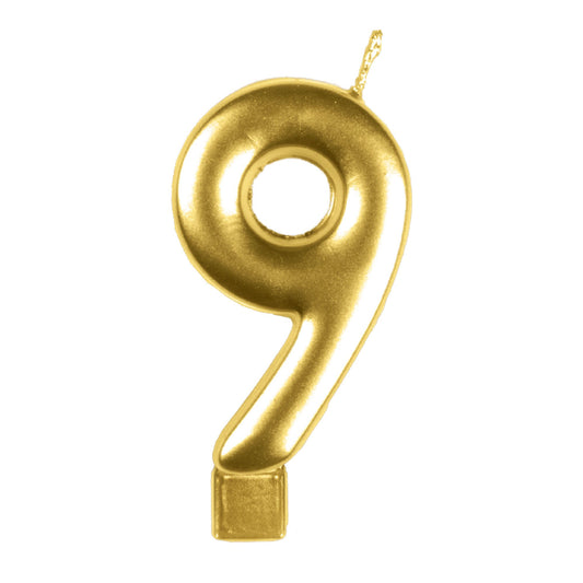 Candle Numeral Moulded  Gold 9