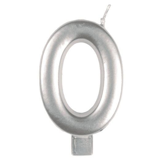 Candle Numeral Moulded  Silver 0
