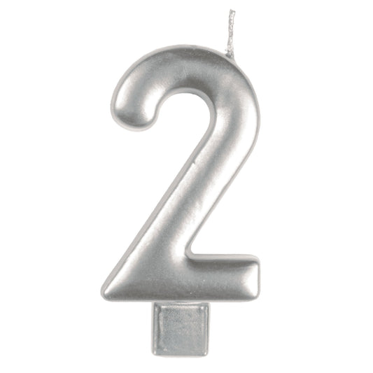 Candle Numeral Moulded  Silver 2