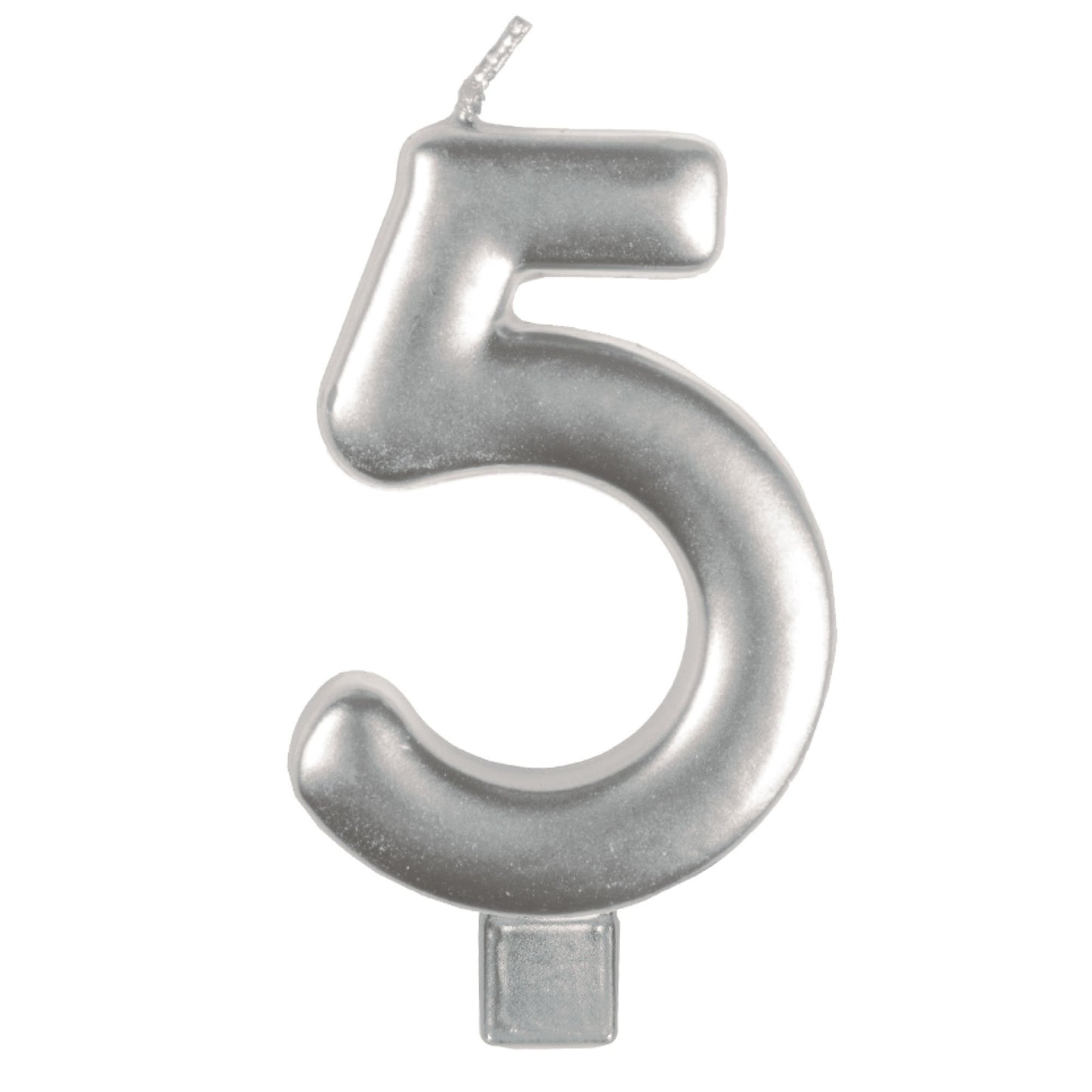 Candle Numeral Moulded  Silver 5