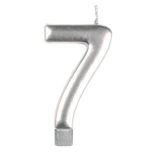 Candle Numeral Moulded  Silver 7