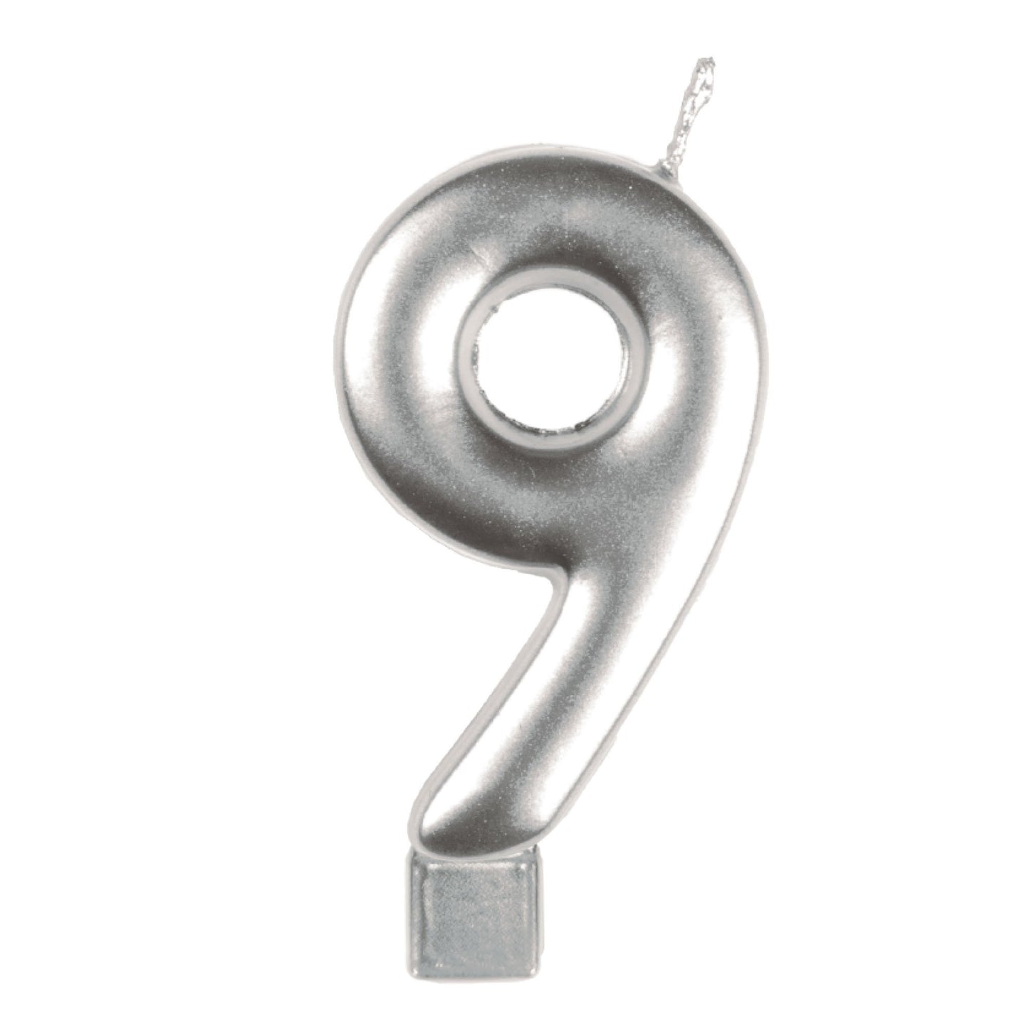 Candle Numeral Moulded  Silver 9