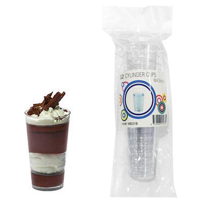 CLEAR CYLINDER CUPS 12PCS