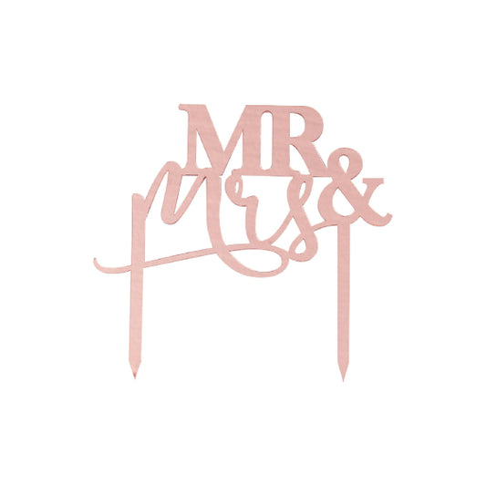 CAKE TOPPER MR AND MRS ROSE GOLD ACRYLIC