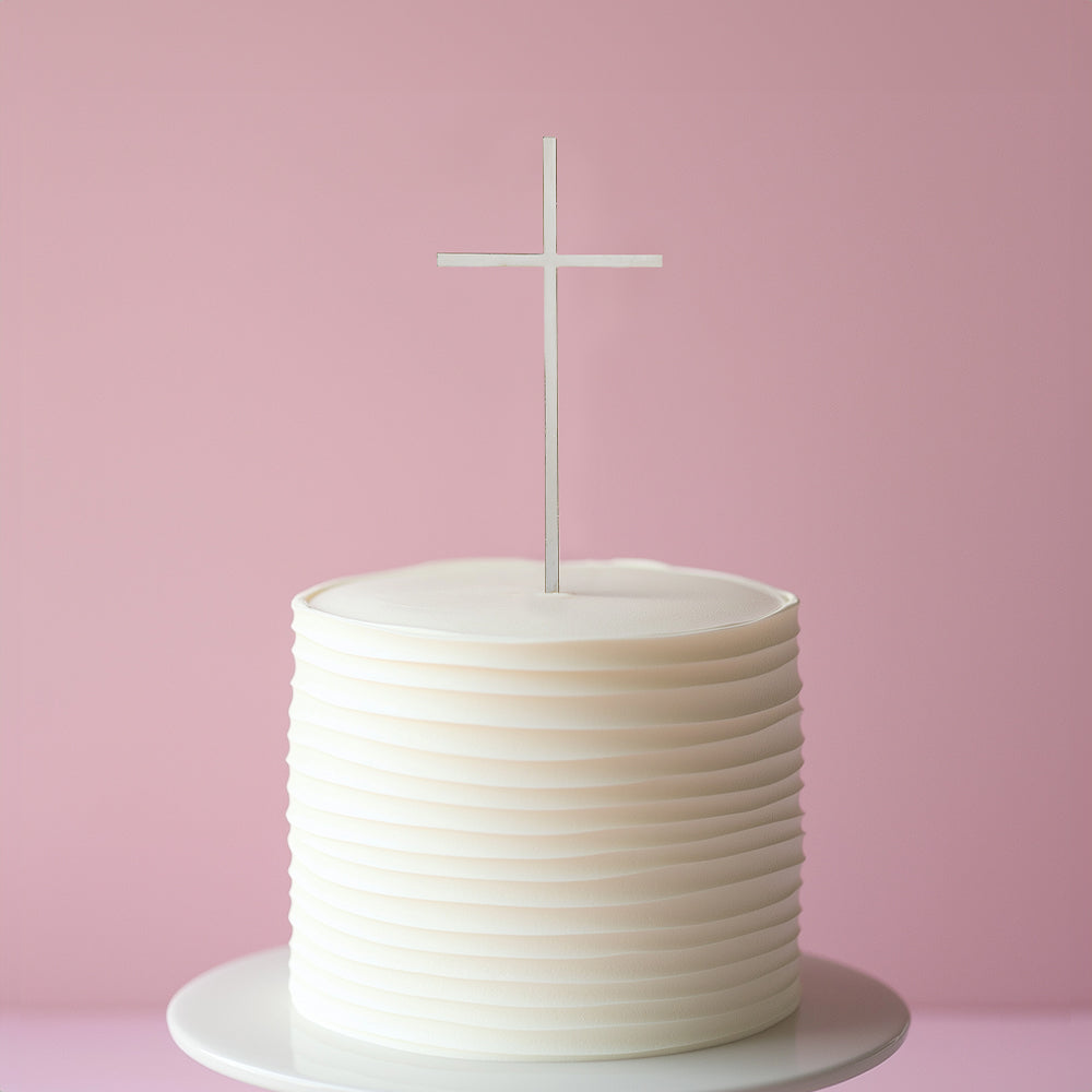 Silver Topper SILVER Metal Cake Topper - FINE CROSS Silver Topper – Silver Stars Vineyard