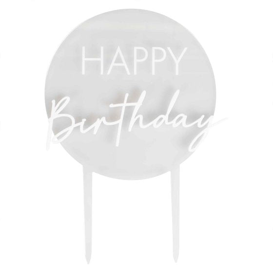 CHAMPAGNE NOIR ACRYLIC HAPPY BIRTHDAY CAKE TOPPER ACRYLIC