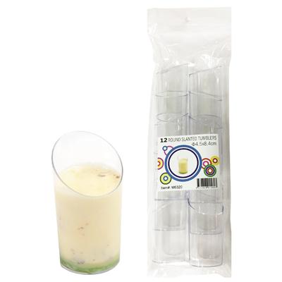 CLEAR ROUND SLANTED CUP 12PCS