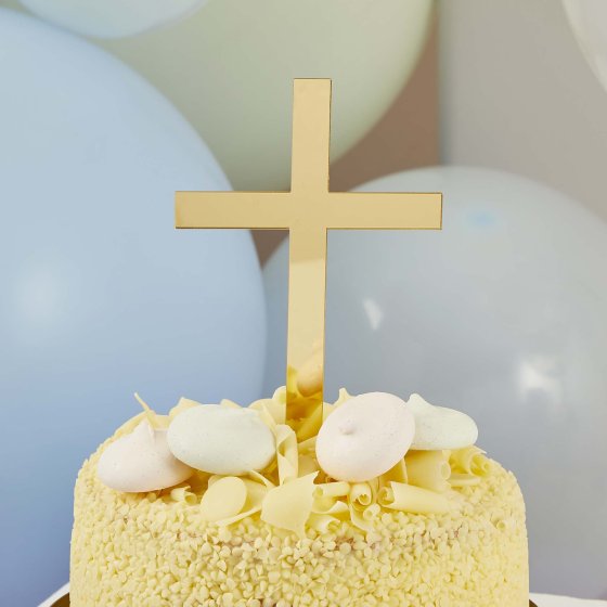 Gold Cross Acrylic Cake Topper acrylic