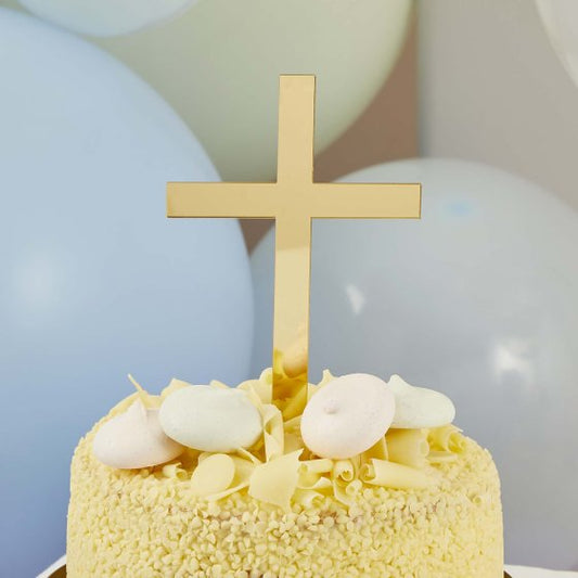 Gold Cross Acrylic Cake Topper acrylic
