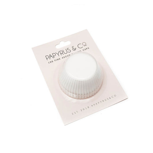 Medium WHITE Greaseproof Paper Baking Cups (100 pack) 44mm base