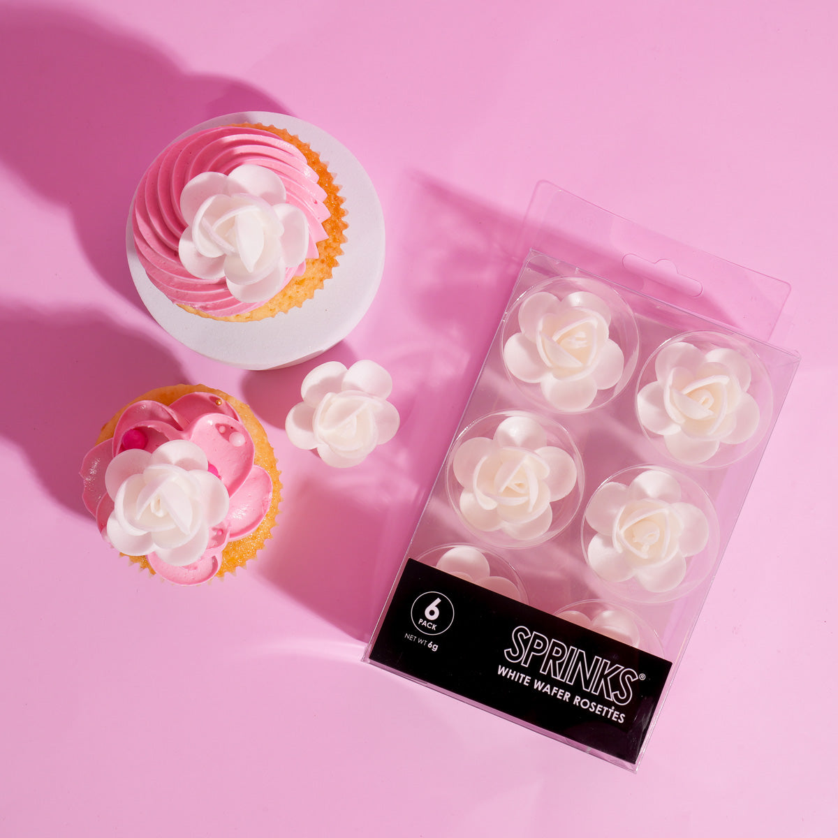 WHITE WAFER ROSETTES (6 Pack) - by Sprinks