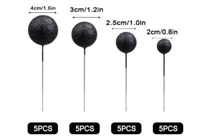 GLITTER BLACK BALL TOPPER 20PCS