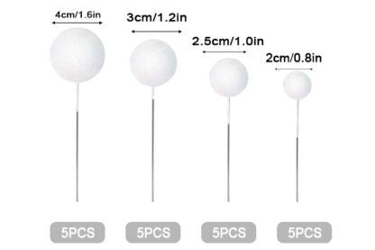 GLITTER WHITE BALL TOPPER 20PCS