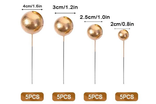 METALLIC GOLD BALL TOPPER 20PCS