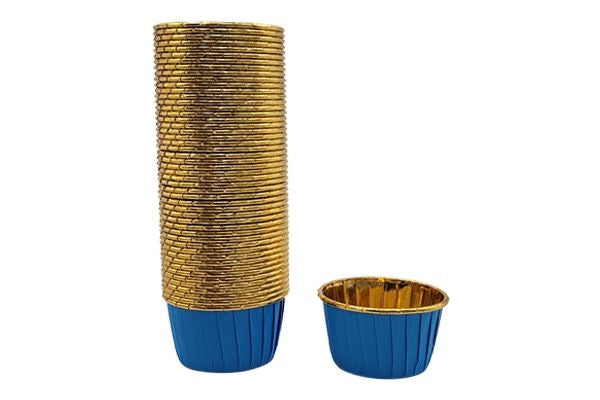 BLUE - METALLIC CUPCAKE LINERS - 50PCS