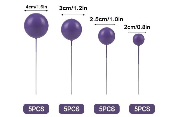 PURPLE BALL TOPPER 20PCS