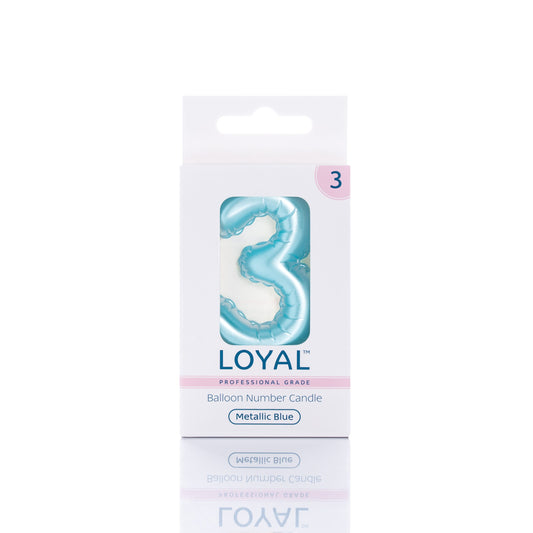 Balloon Number '3' Candle Blue