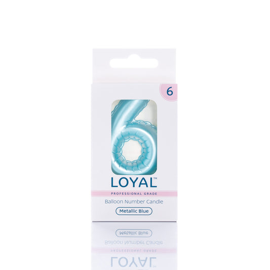 Balloon Number '6' Candle Blue