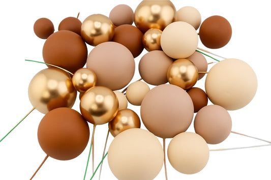 32PCS Earth Tone Gold Ball Topper Set Iconic Cake