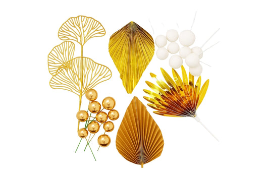 Gold Palm Birthday Topper Set Iconic Cake Art ball topper set