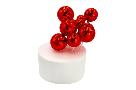 12PCS Red Disco Ball Topper Set Iconic Cake Art