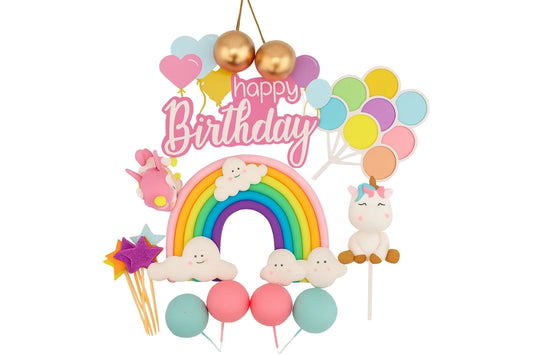 Unicorn Rainbow Cake Topper Set Iconic Cake Art ball topper set