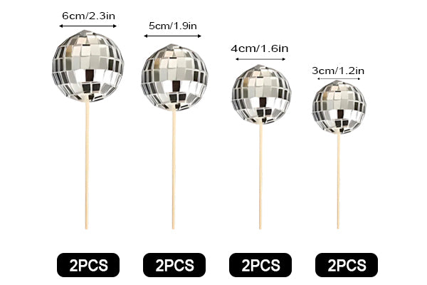 Disco Ball Set of 8Pcs with Sticks ball topper